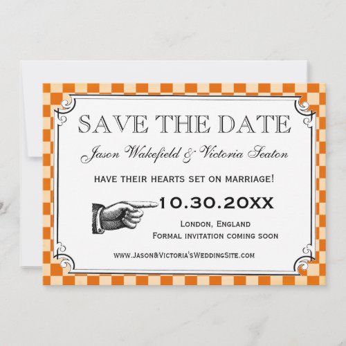 Steampunk Checkerboard Wedding Save the Date Cards