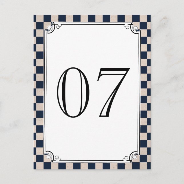 Steampunk Checkerboard Wedding Table Numbers (Front)