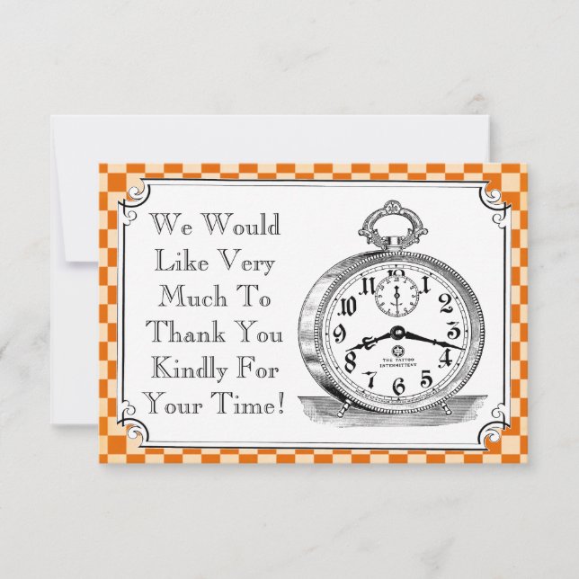 Steampunk Checkerboard Wedding Thank You Cards (Front)