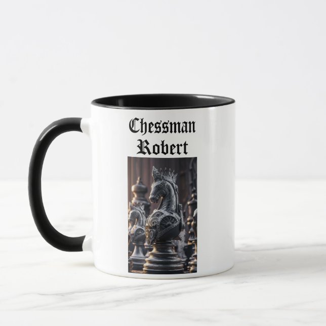 Steampunk Chess Design with Custom Name Mug (Left)