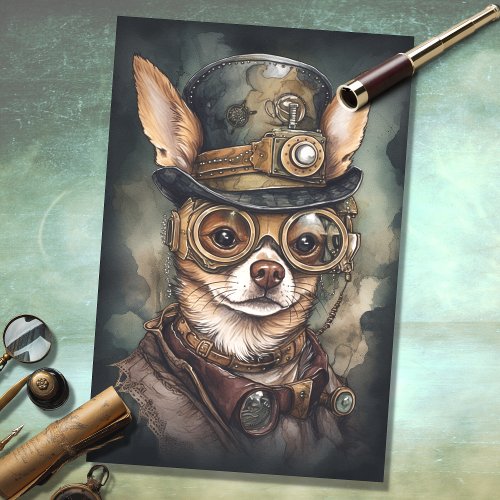 Steampunk Chihuahua 3 Decoupage Paper