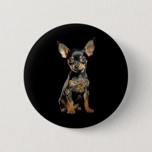Steampunk Chihuahua Ink Tat Art Tattoo Artist Pupp Button