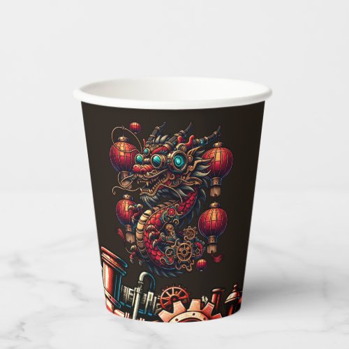 Steampunk Chinese New Year Dragon Paper Cups