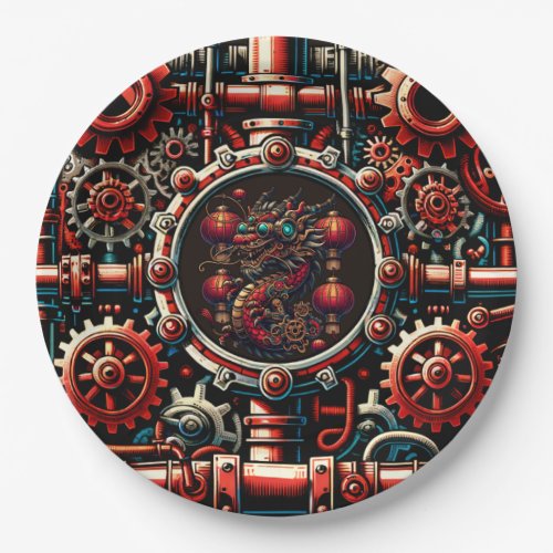 Steampunk Chinese New Year Dragon Paper Plates