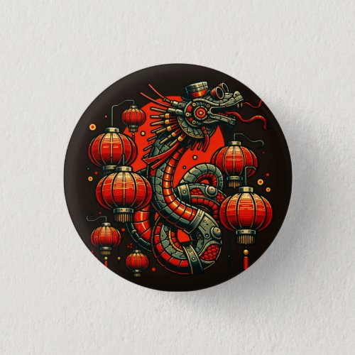 Steampunk Chinese New Year Snake Button