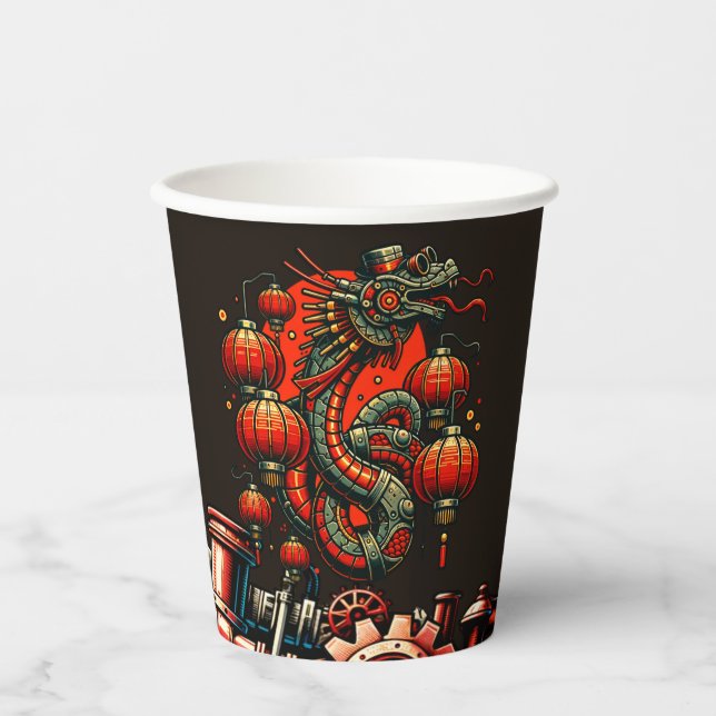 Steampunk Chinese New Year Snake Paper Cups (Front)
