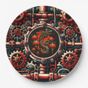 Steampunk Chinese New Year Snake Paper Plates