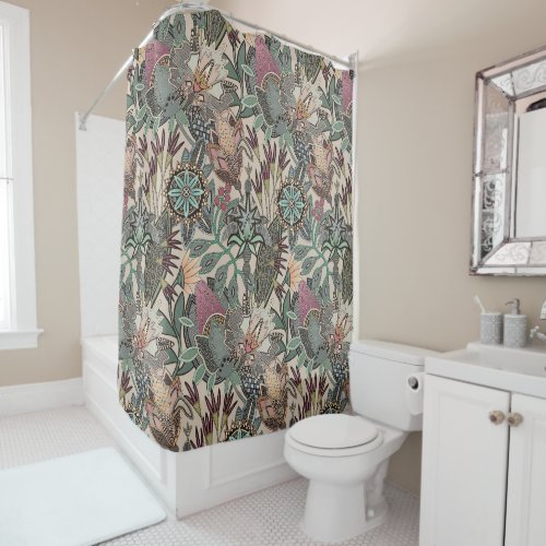 steampunk chintz beige shower curtain