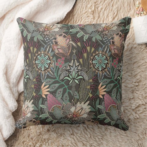 steampunk chintz cocoa throw pillow
