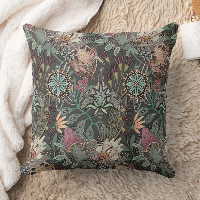 steampunk chintz gray throw pillow (Blanket)