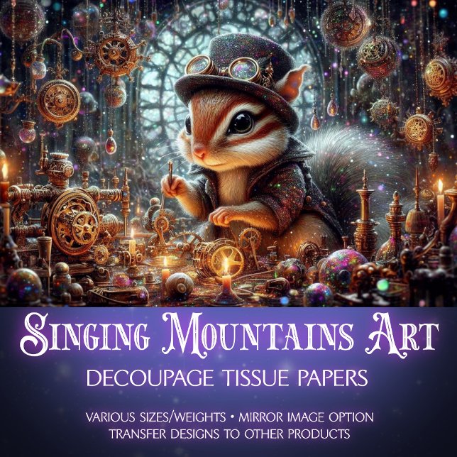 Steampunk Chipmunk Mechanical Dream Decoupage Tissue Paper (Creator Uploaded)