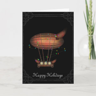 Steampunk Christmas Airship Greeting Card