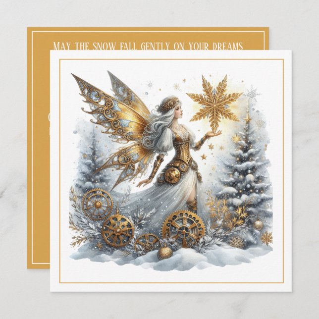 Steampunk Christmas – Golden Fairy with Snowflake  (Front/Back)