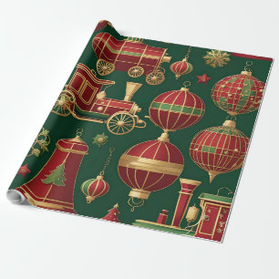steampunk christmas ornaments wrapping paper