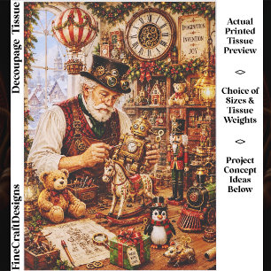 Steampunk Christmas Toy Workshop FV4 Decoupage Tissue Paper