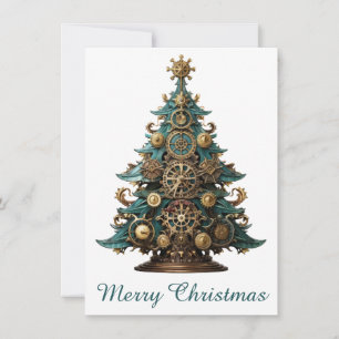 Steampunk Christmas Tree Greeting Card
