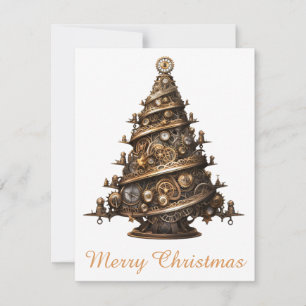 Steampunk Christmas Tree Greeting Card
