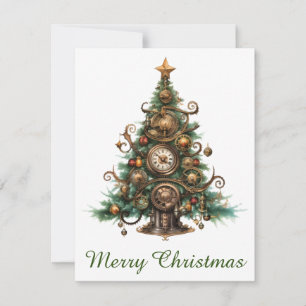 Steampunk Christmas Tree Greeting Card