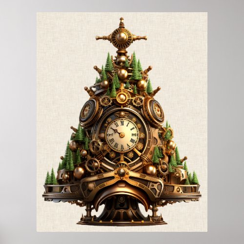 Steampunk Christmas Tree Poster