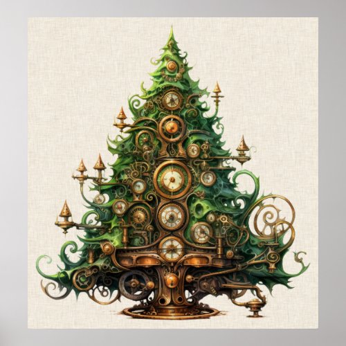 Steampunk Christmas Tree Poster
