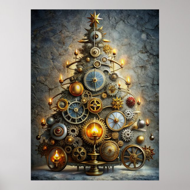 Steampunk Christmas Tree Poster (Front)