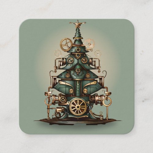 Steampunk Christmas Tree Vintage Retro Style Enclosure Card