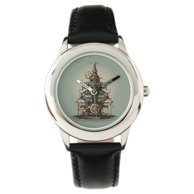 Steampunk Christmas Tree Vintage Retro Style Watch (Front)
