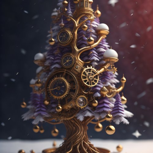 Steampunk Christmas tree with gears and Bulbs Tissue Paper