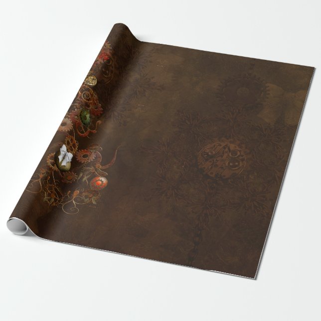 Steampunk Christmas Wrapping Paper (Unrolled)