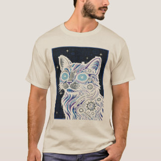 Steampunk Circuit Cat - Cyberpunk Feline Art Tee