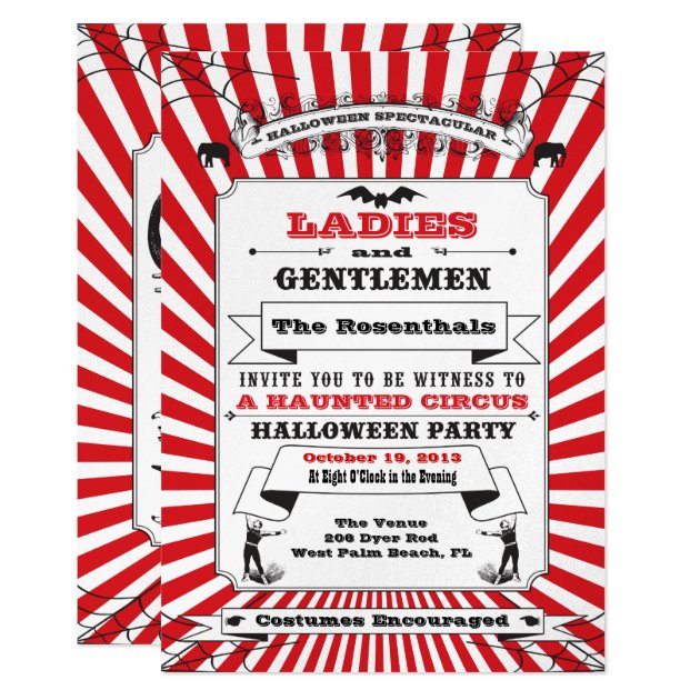 Steampunk Circus Halloween Party Invitation