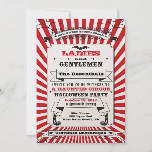 Steampunk Circus Halloween Party Invitation