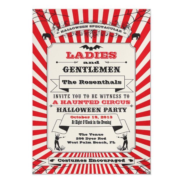 Steampunk Circus Halloween Party Invitation