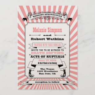 Steampunk Circus Wedding Invitation Pink