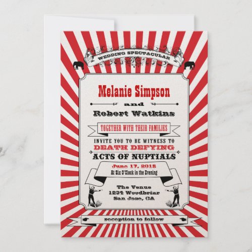 Steampunk Circus Wedding Invitation Red