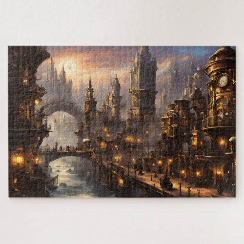 Steampunk City at Twilight Jigsaw Puzzle