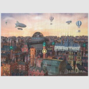 Steampunk City Buildings Decoupage 20x30 Tissue Paper