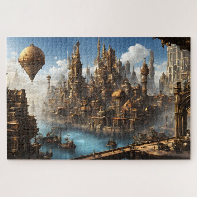 Steampunk City with Balloon Jigsaw Puzzle (Horizontal)