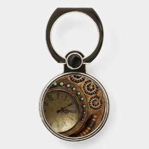 Steampunk Clock and Gears Phone Ring Stand