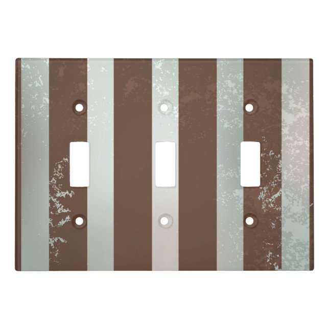 Steampunk Clock and Turquoise Roses on Striped Light Switch Cover (Front)