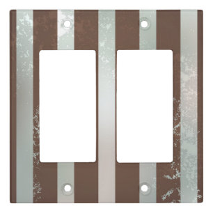 Steampunk Clock and Turquoise Roses on Striped Light Switch Cover