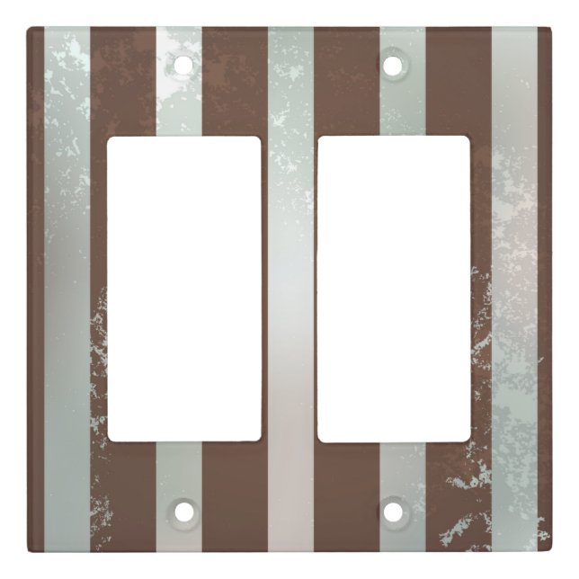 Steampunk Clock and Turquoise Roses on Striped Light Switch Cover (Front)