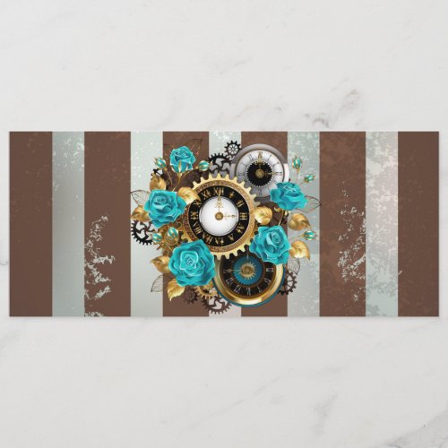 Steampunk Clock and Turquoise Roses on Striped Program