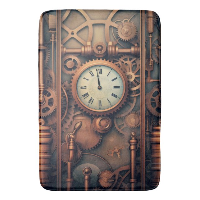 Steampunk Clock Bath Mat (Front Vertical)