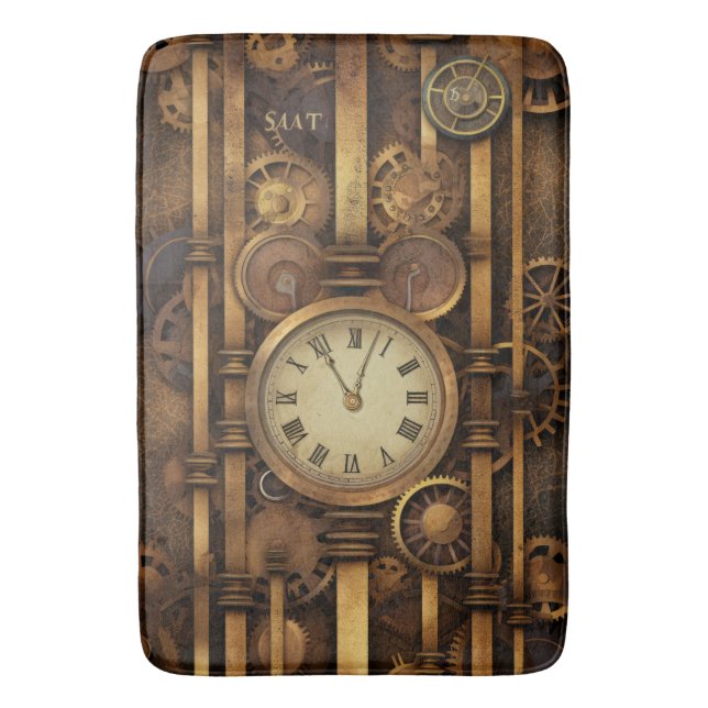 Steampunk Clock Bath Mat (Front Vertical)