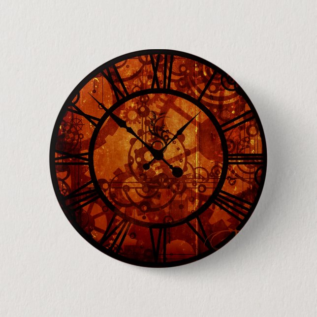 steampunk clock Button (Front)