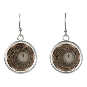 steampunk clock earrings
