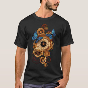 Steampunk Clock Gear and Butterflies Vintage Retro T-Shirt