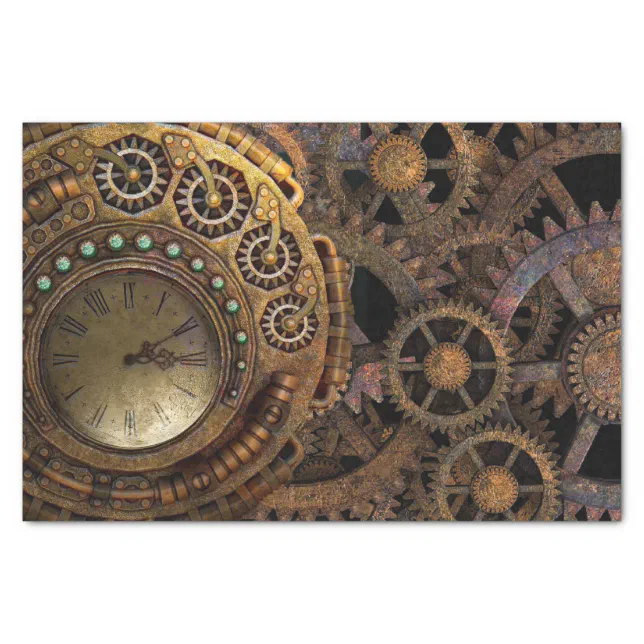 Steampunk Clock Gears Decoupage Tissue Paper | Zazzle