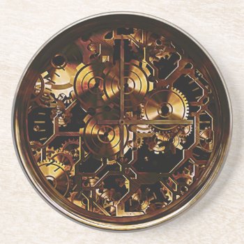 Steampunk Clock Gears Drink Coaster by The_Everything_Store at Zazzle